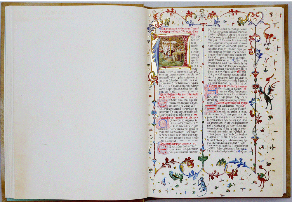 Consolat de mar-Manuscript-Illuminated codex-facsimile book-Vicent García Editores-1 Opened.